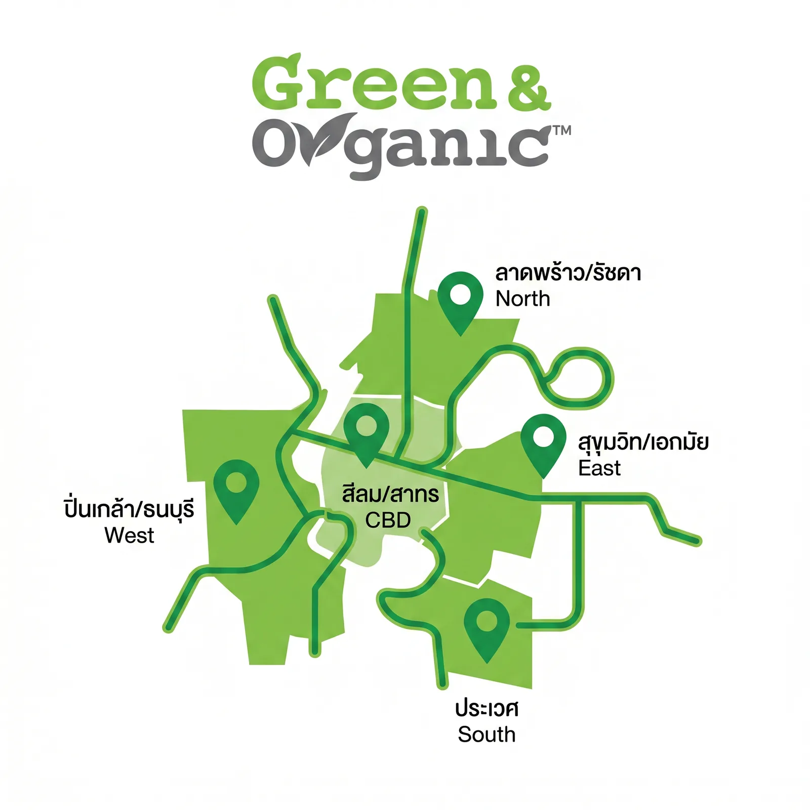 แผนที่พื้นที่ให้บริการอาหารคลีน Delivery ในกรุงเทพและปริมณฑล